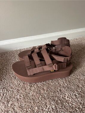 Teva Women’s Brown Platform Sandals with Adjustable Straps